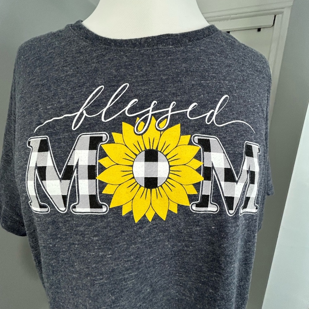 Blessed Mom Graphic Tee - Navy